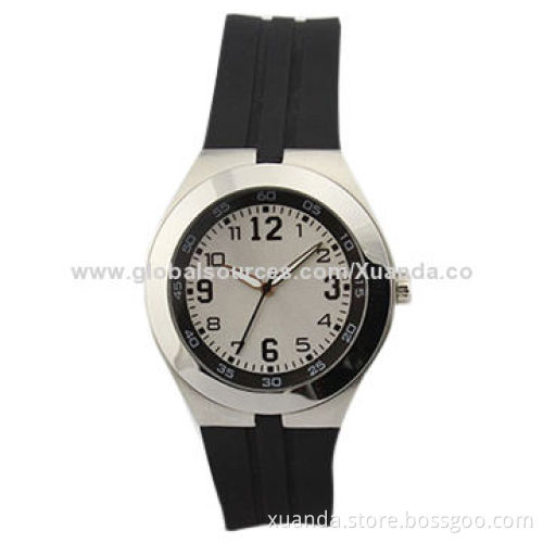 Metal watch manufacturer, rubber strap, 304 stainless steel case, suitable for boy style